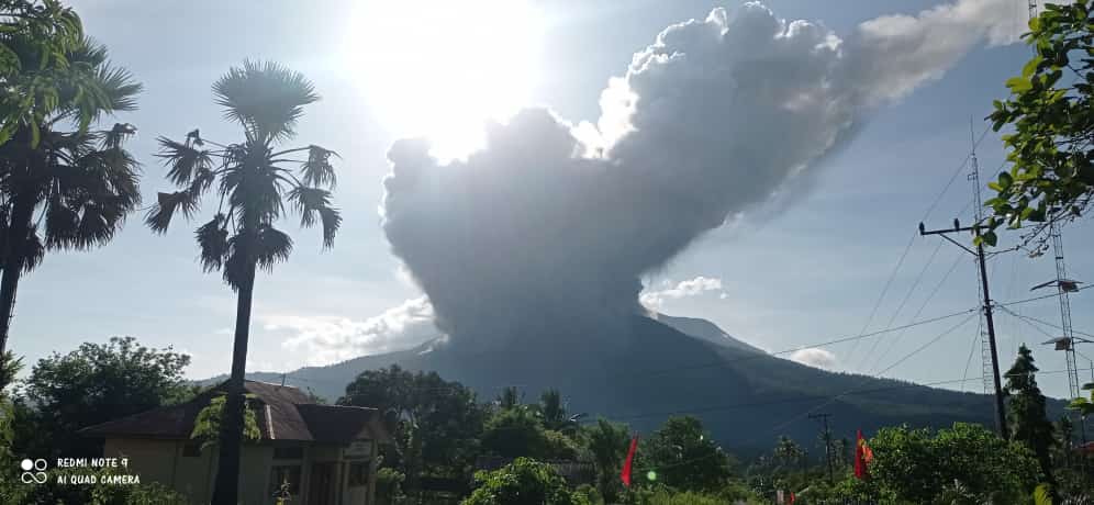 Kondisi Gunung Lewotobi Laki - Laki saat terjadi Erupsi, foto : Teddy Kelen / HARIANWARGA.ID