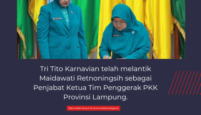 Tri Tito Karnavian Lantik Maidawati Retnoningsih sebagai Pj. Ketua TP PKK Provinsi Lampung