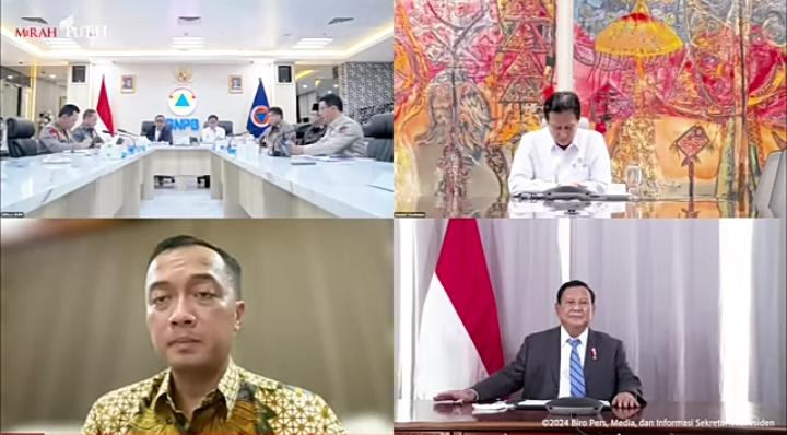 Presiden Prabowo Pimpin Rapat Terbatas bersama Wakil Presiden serta Para Menteri yang terlibat langsung penanganan lanjutan Gunung Api Lewotobi Laki-laki di Kabupaten Flores Timur. (Foto: Istimewa)