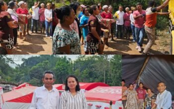 Stefanus Ola Demon, ST Bersama Istri Sambangi Posko korban erupsi Lewotobi Laki-laki dan Pengungsi Mandiri di Nileknohing. (Foto: Harianwarga.id/Ritha)