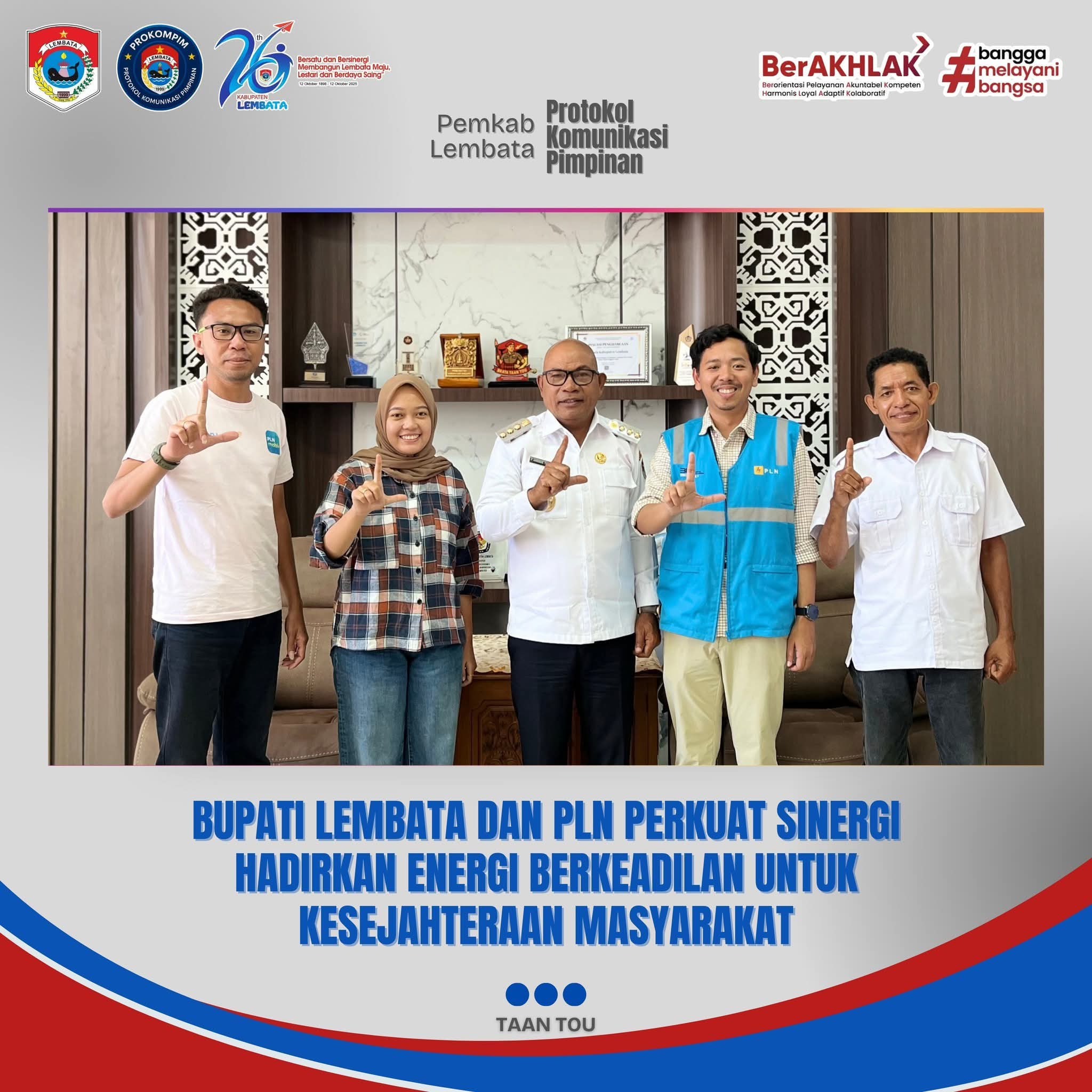 Bupati Lembata, P. Kanisius Tuaq, S.P., menerima audiens dari PT PLN (Persero). HARIANWARGA/Prokompimkablembata.