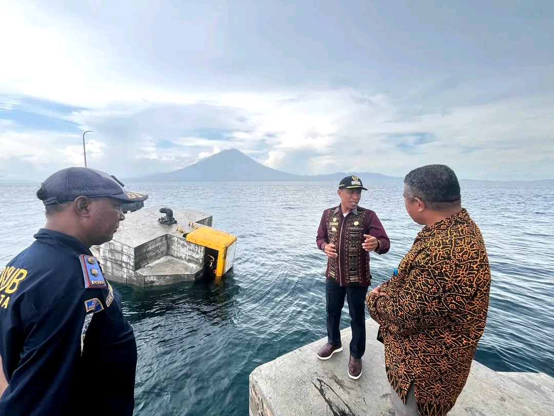 Wabup Nasir didampingi Kepala Dinas Perhubungan, Drs. Yohanes Dedeo Arimon Tinjau Kerusakan Dermaga Feri Waijarang. Foto: Harianwarga/Istimewa.