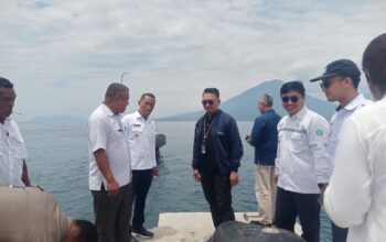 Wakil Bupati Lembata H. Muhamad Nasir melakukan survei terhadap kerusakan pada breasting dolphin. Foto: Istimewa.