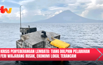 Tiang Dolphin Pelabuhan Feri Waijarang Rusak. (Foto: Istimewa).