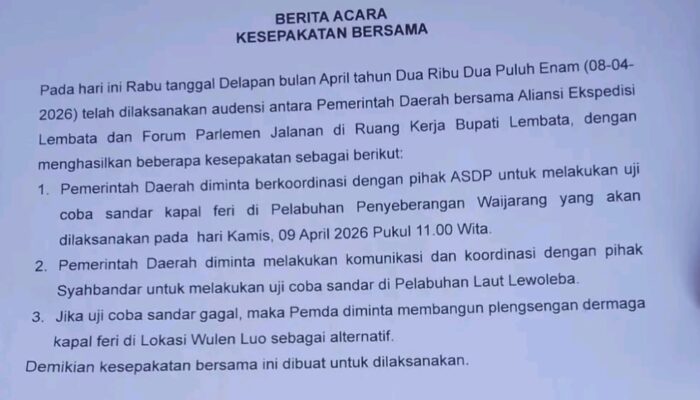 Kesepakatan Bersama Pemda Lembata dan Aliansi Ekspedisi: Uji Coba Sandar Feri di Pelabuhan Wajirang