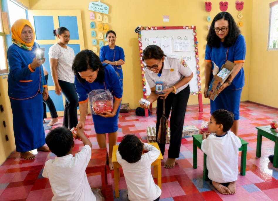 Persatuan Wanita Bank NTT Gelar Safari Bantuan ke RA Qurrata A’Yun Lembata. Foto: Istimewa.
