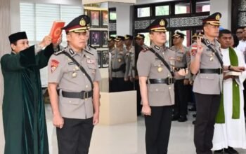 Upacara Serah Terima Jabatan (Sertijab) Kepala Biro Operasi (Karo Ops) Polda NTT, Kapolres Sumba Timur, serta Kapolres Lembata, berlangsung, Kamis 10 September 2026, di Lobby Mapolda NTT. Foto: Istimewa.